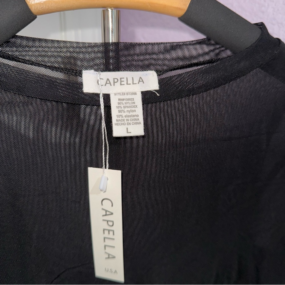 Long Sleeve Transparent Top - Size Large - Picture 4 of 5